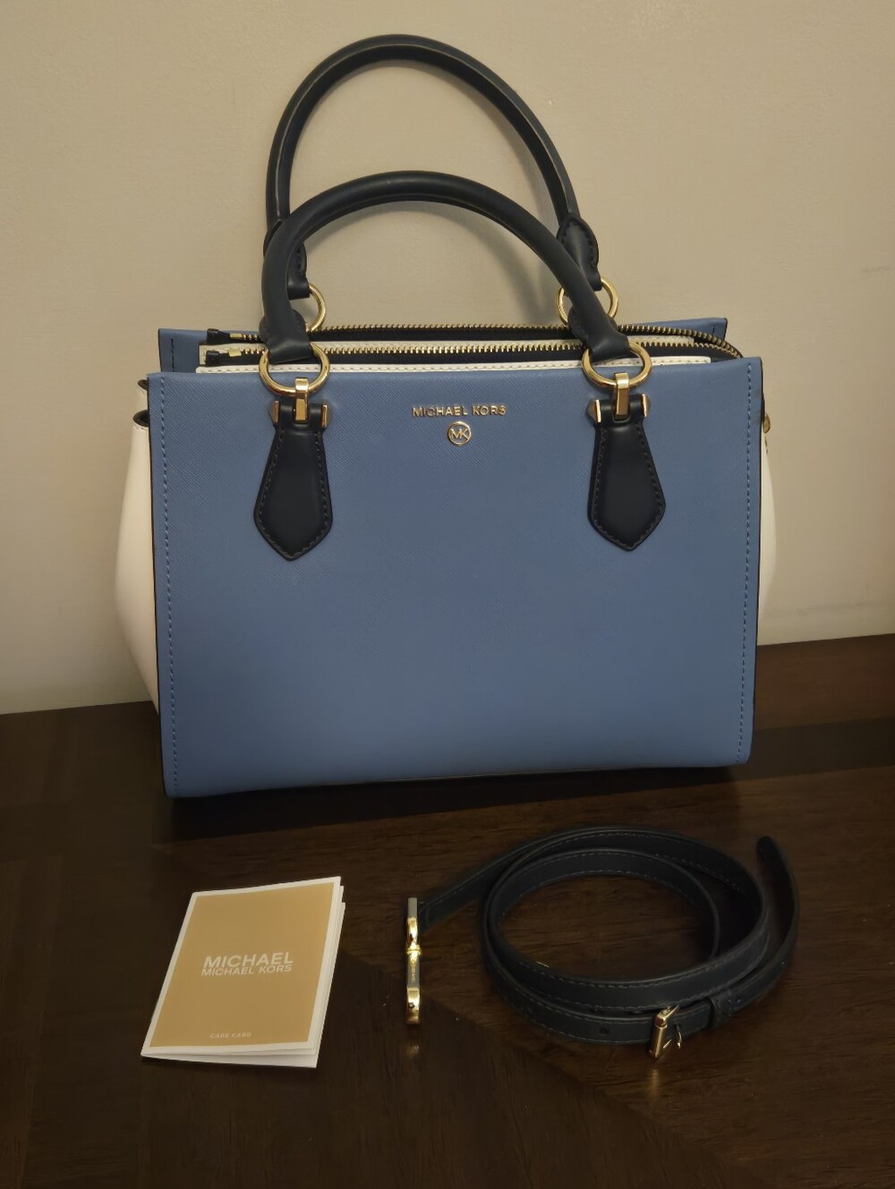 Michael Kors Marilyn Medium Color-Block Saffiano Leather Satchel